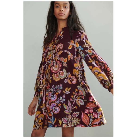 Anthropologie Dresses & Skirts - Anthropologie Lori Tunic Dress Size XS,Floral, Vacation. Mother Of Pearl Buttons